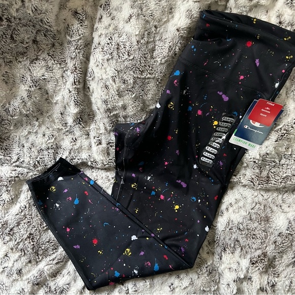 Champion Fitted Black Paint Splatter Leggings - Picture 2 of 4